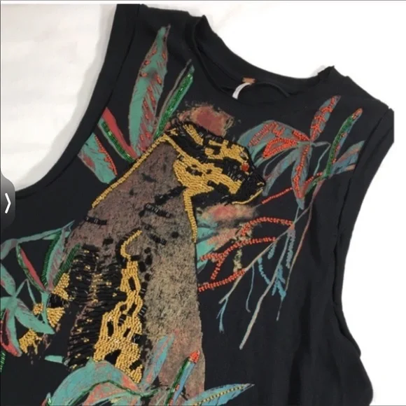 NWOT Free people beaded jungle cat tunic - Picture 7 of 8